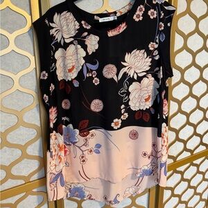 Ricki’s Colour block Floral Black and Pink Blouse